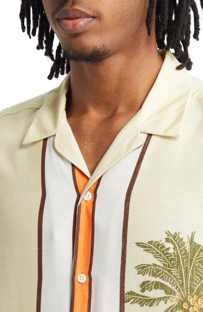 Topman Border Palm Print Shirt In Yellow In Yellow