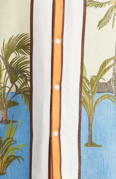 Topman Border Palm Print Shirt In Yellow In Yellow