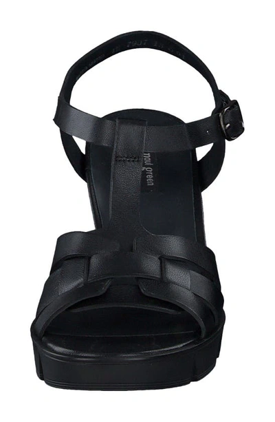 Paul Green Raven Platform Sandal In Black Light Nappa