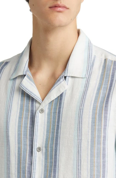 Rails Amalfi Stripe Short Sleeve Cotton Button-up Shirt In Halo Coastal Blue Stripe
