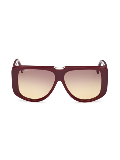 Shop Max Mara Women's Spark 57mm Shield Sunglasses In Bordeaux