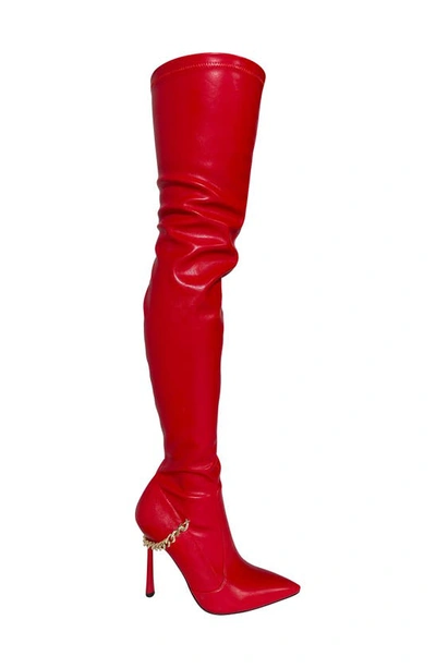 Shop Azalea Wang Angelo Over The Knee Boot In Red