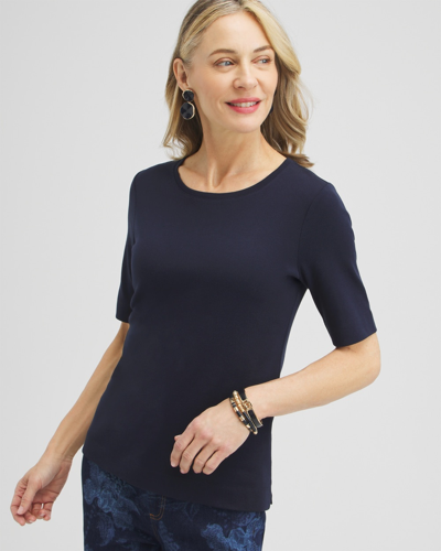 Shop Chico's Everyday Elbow Sleeve Tee In Navy Blue Size 12/14 |
