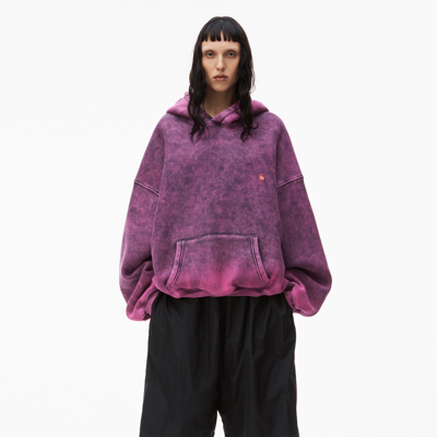 Shop Alexander Wang Puff Hooded Sweatshirt In Terry In Acid Candy Pink