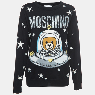 Pre-owned Moschino Black Space Teddy Bear Wool Sweater Xs