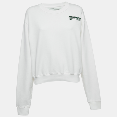 Pre-owned Off-white White Woman Patch Cotton Sweatshirt M