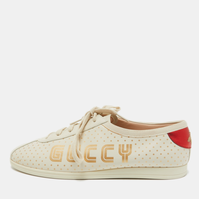 Pre-owned Gucci Cream Leather Falacer Low Top Sneakers Size 40