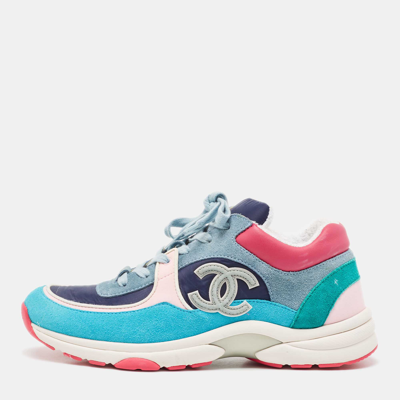 CHANEL★カラフルスニーカー★40サイズ Pre-owned Chanel Multicolor Suede And Nylon Cc Low Top Sneakers