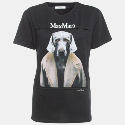 Pre-owned Max Mara Black Dog Print Cotton T-shirt Xl