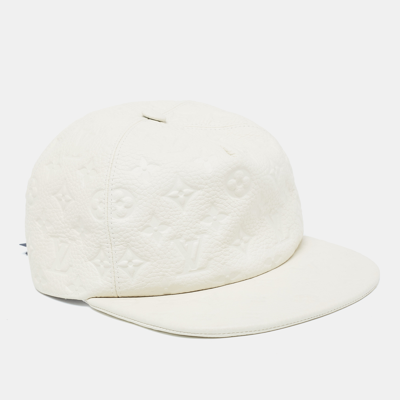Pre-owned Louis Vuitton X Virgil Abloh Limited Edition White Casquette Monogram Quill Baseball Cap One Size