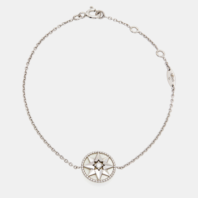 Pre-owned Dior Rose Des Vents Mother Of Pearl Diamond 18k White Gold Bracelet