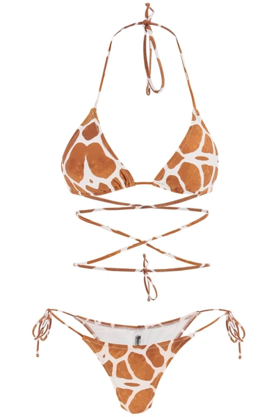 Shop Reina Olga 'miami' Bikini Set In Brown, White