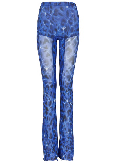 Shop Knwls Halcyon Printed Stretch-tulle Leggings In Blue