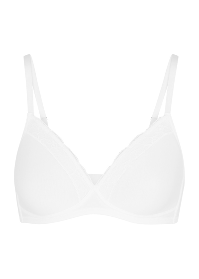 Shop Hanro Lace-trimmed Soft-cup Bra In White