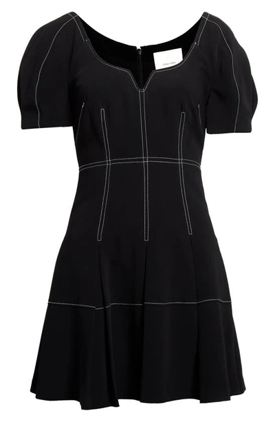 Shop Cinq À Sept Maddie Topstitch Dress In Black/ Ivory