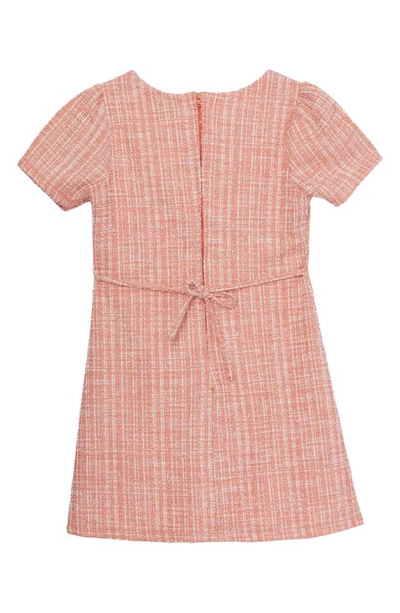 Shop Speechless Kids' Imitation Pearl Trim Boucle Dress In Coral/ivory