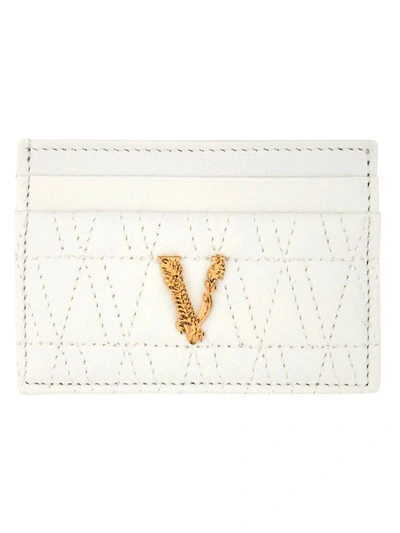 Shop Versace Card Holder "virtus" In White