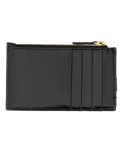 Shop Versace Zippered Card Case "greca Goddess" In Black