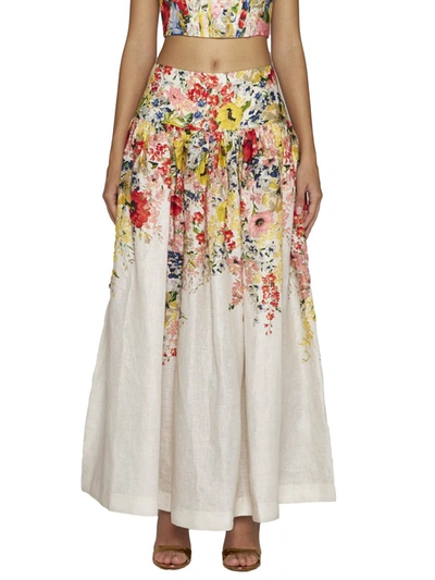 Shop Zimmermann Skirts In Ivory Floral