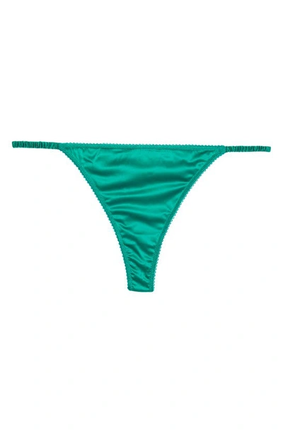 Shop Love Stories Lily Frilled Satin Thong In Green