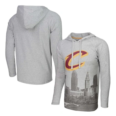 Shop Stadium Essentials Heather Gray Cleveland Cavaliers Atrium Raglan Long Sleeve Hoodie T-shirt