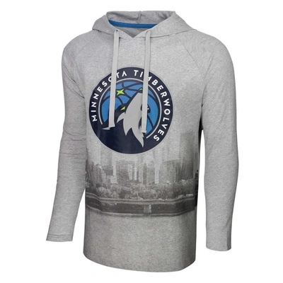Shop Stadium Essentials Heather Gray Minnesota Timberwolves Atrium Raglan Long Sleeve Hoodie T-shirt