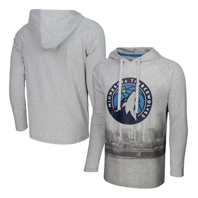 Shop Stadium Essentials Heather Gray Minnesota Timberwolves Atrium Raglan Long Sleeve Hoodie T-shirt