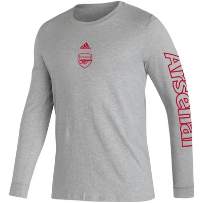 Shop Adidas Originals Adidas Heather Gray Arsenal Team Crest Long Sleeve T-shirt