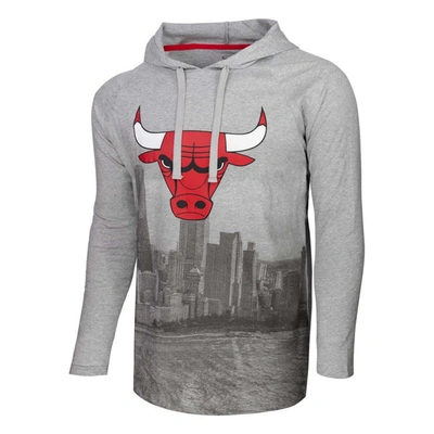 Shop Stadium Essentials Heather Gray Chicago Bulls Atrium Raglan Long Sleeve Hoodie T-shirt