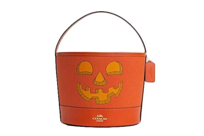 Pre-owned Coach Trick Or Treat Bucket In Signature Canvas With Halloween Pumpkin Orange