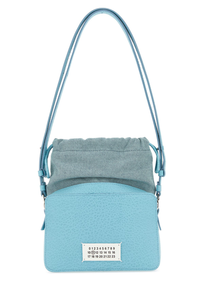 ショルダーバッグ・ポシェット MAISON MARGIELA LIGHT BLUE LEATHER AND FABRIC 5AC BUCKET BAG Maison Margiela Light Blue Leather And Fabric 5ac Bucket Bag