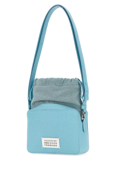 Maison Margiela Borsa A Secchiello 5ac Azzurra In Tessuto E Pelle Donna