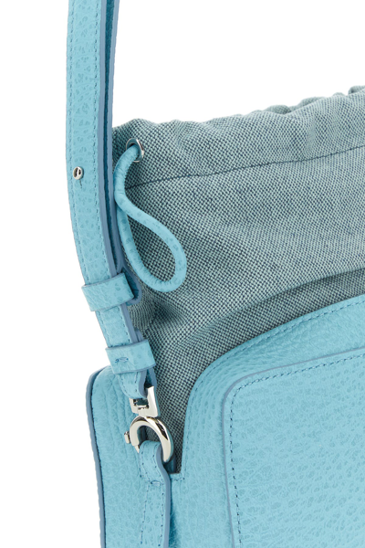 Maison Margiela Borsa A Secchiello 5ac Azzurra In Tessuto E Pelle Donna