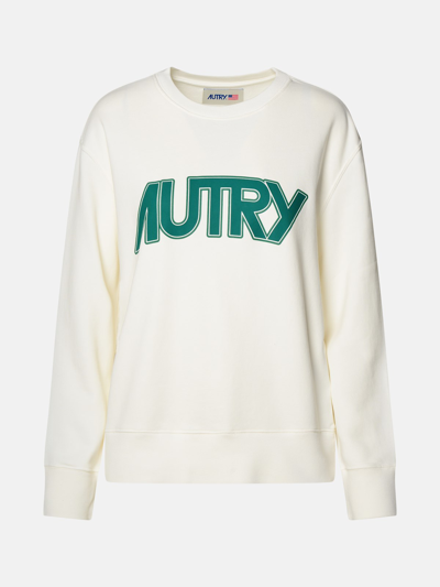 Shop Autry White Cotton Sweatshirt
