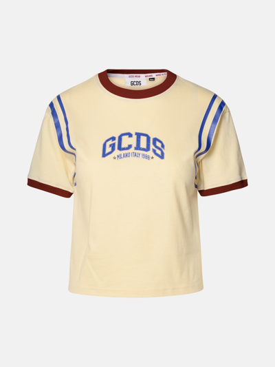 Shop Gcds Ivory Cotne T-shirt