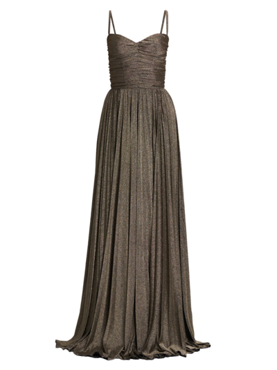 Shop Dolce & Gabbana Women's Metallic Ruched Pleated Gown In Oro