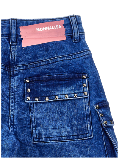 Shop Monnalisa Indigo Cargo Jeans In Denim Blue