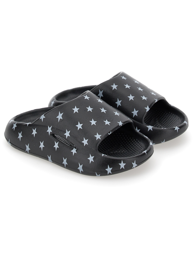 Monnalisa Star Print Sandals In Black + White