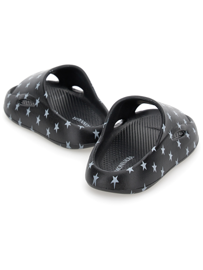 Monnalisa Star Print Sandals In Black + White