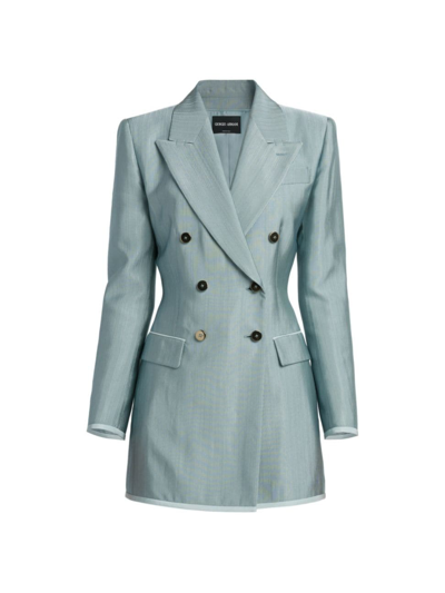 Shop Giorgio Armani Women's Double-breasted Jacket In Quarry