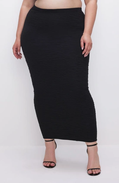 Shop Good American Wide Scrunchie Maxi Skirt In Black001