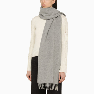 Shop Apc A.p.c. Ambroise Brodée Grey Virgin Wool Scarf