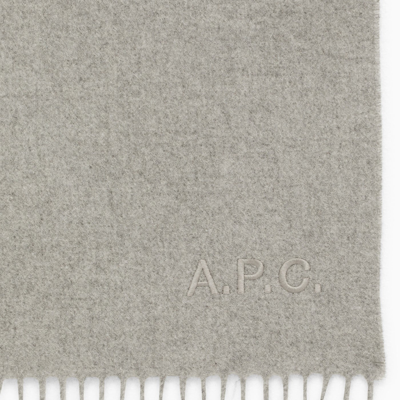 Shop Apc A.p.c. Ambroise Brodée Grey Virgin Wool Scarf