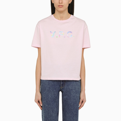 Shop Apc A.p.c. Pink Cotton T Shirt With Logo