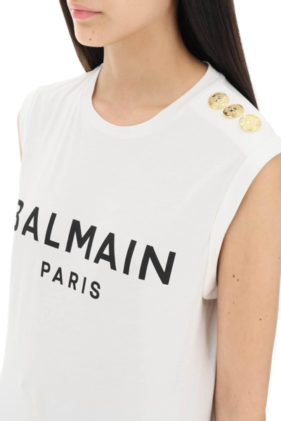 Shop Balmain Logo Top With Embossed Buttons