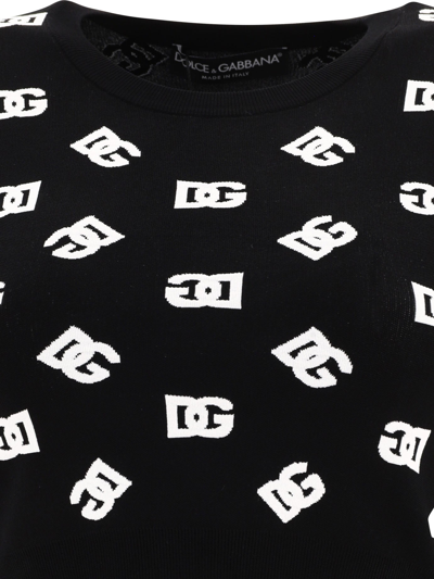 Shop Dolce & Gabbana Cropped Viscose Jacquard Sweater With Dg Logo