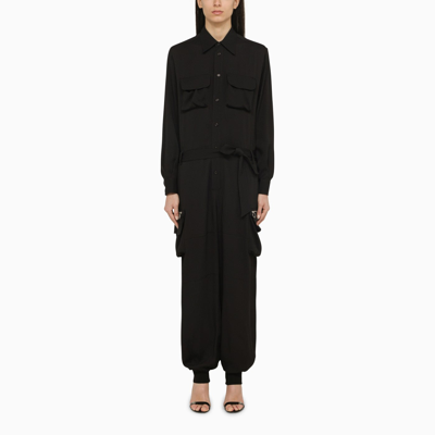 Shop Dsquared2 Black Silk Blend Jumpsuit