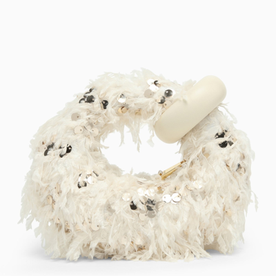 Shop Jw Pei Mini Abacus Beige Handbag In Synthetic Fur And Sequins