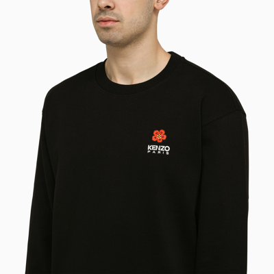 Shop Kenzo Black Crewneck Sweater With Logo