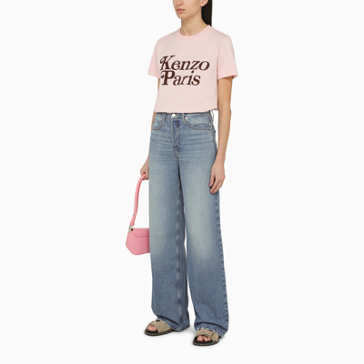 Shop Kenzo Pink Cotton T Shirt With Logo